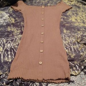 Olive green bodycon off shoulder midi dress